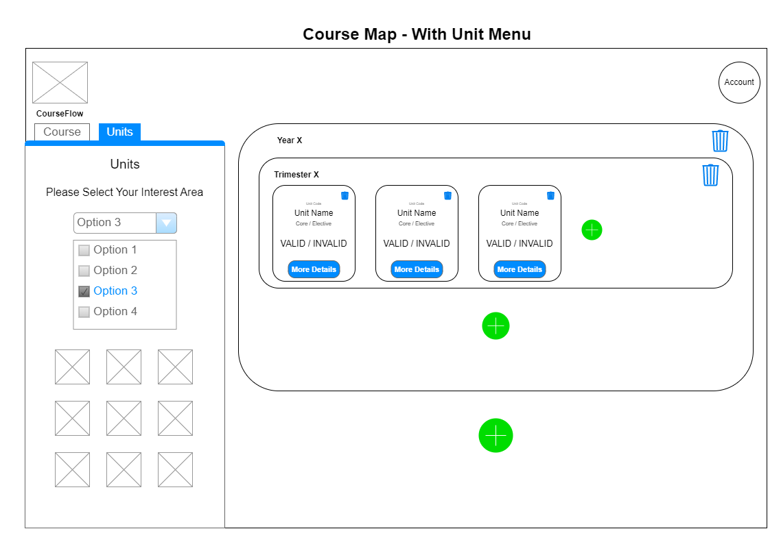 CourseFlow Course Map with Unit Menu