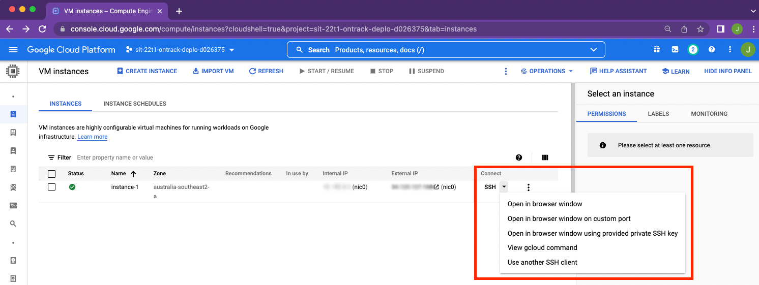 Instance connection options gcp-instance-connect
